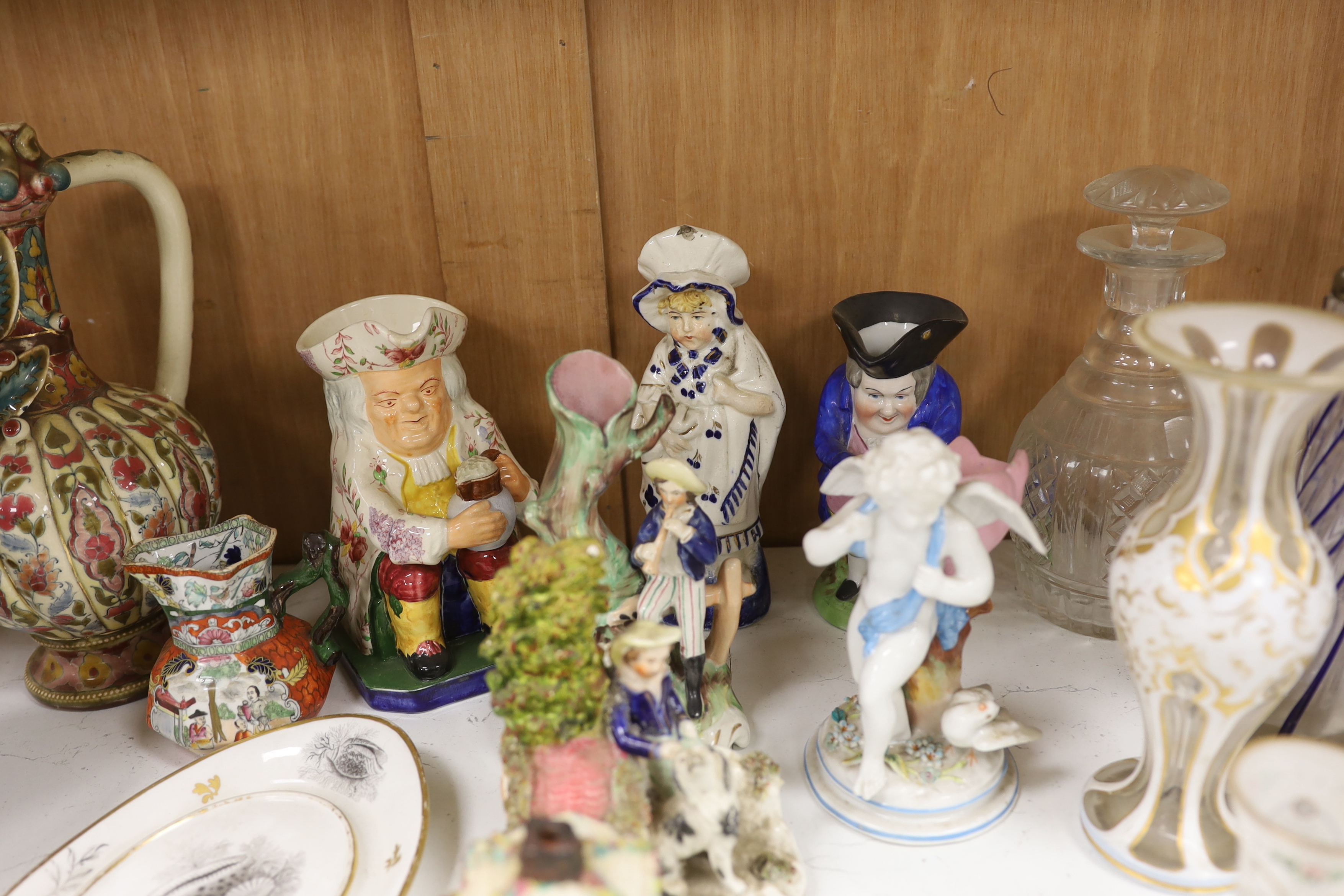 A quantity of mixed ceramics and glass to include Staffordshire, Zsolnay, Spode etc. Condition - poor
